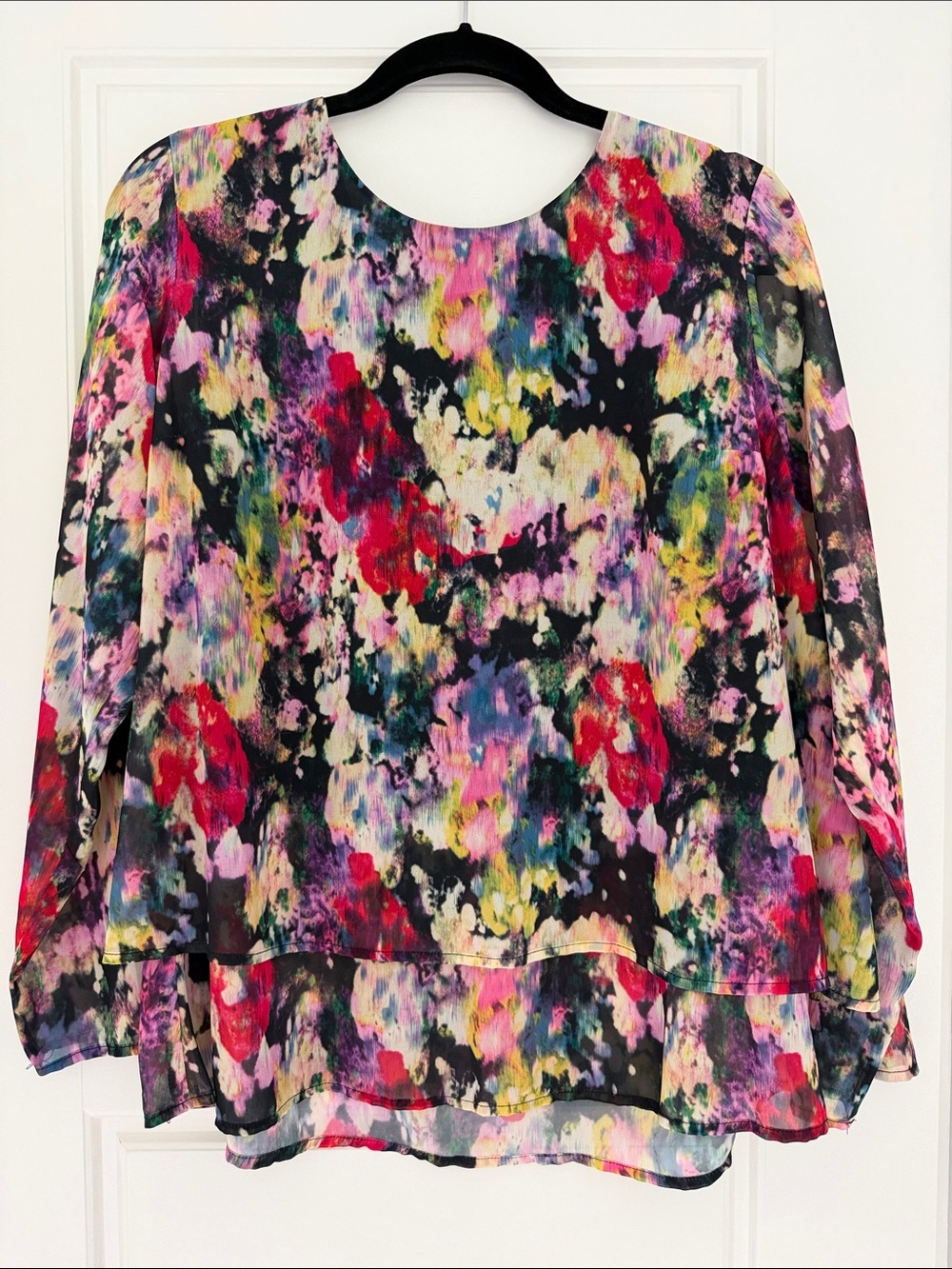 H&M Mama Maternity Nursing Multicolor Floral-Abstract Chiffon Blouse